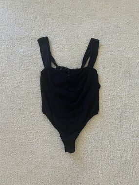 Free People Black Stretch Bodysuit with Wide Straps